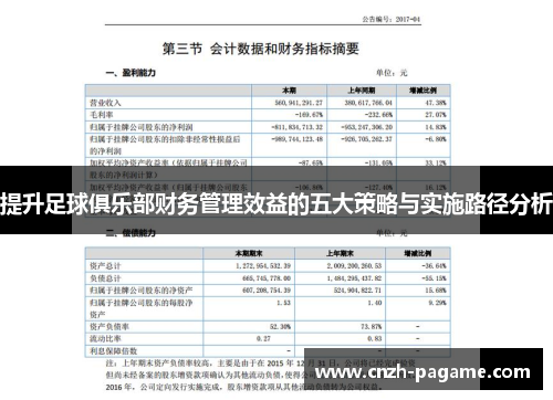 提升足球俱乐部财务管理效益的五大策略与实施路径分析
